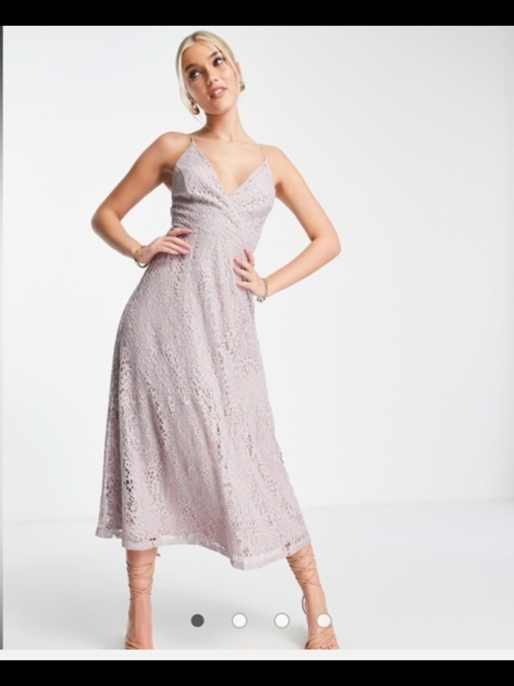 Asos Lace Slip Midi Dress in Dusty Rose